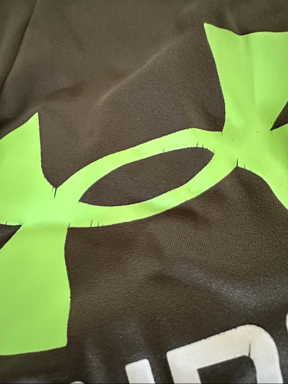 Under Armour Gray Tee and Olive Shorts with Neon Green Logo - Picture 7 of 10